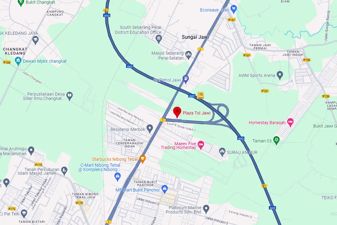 Location of Jawi Toll Plaza