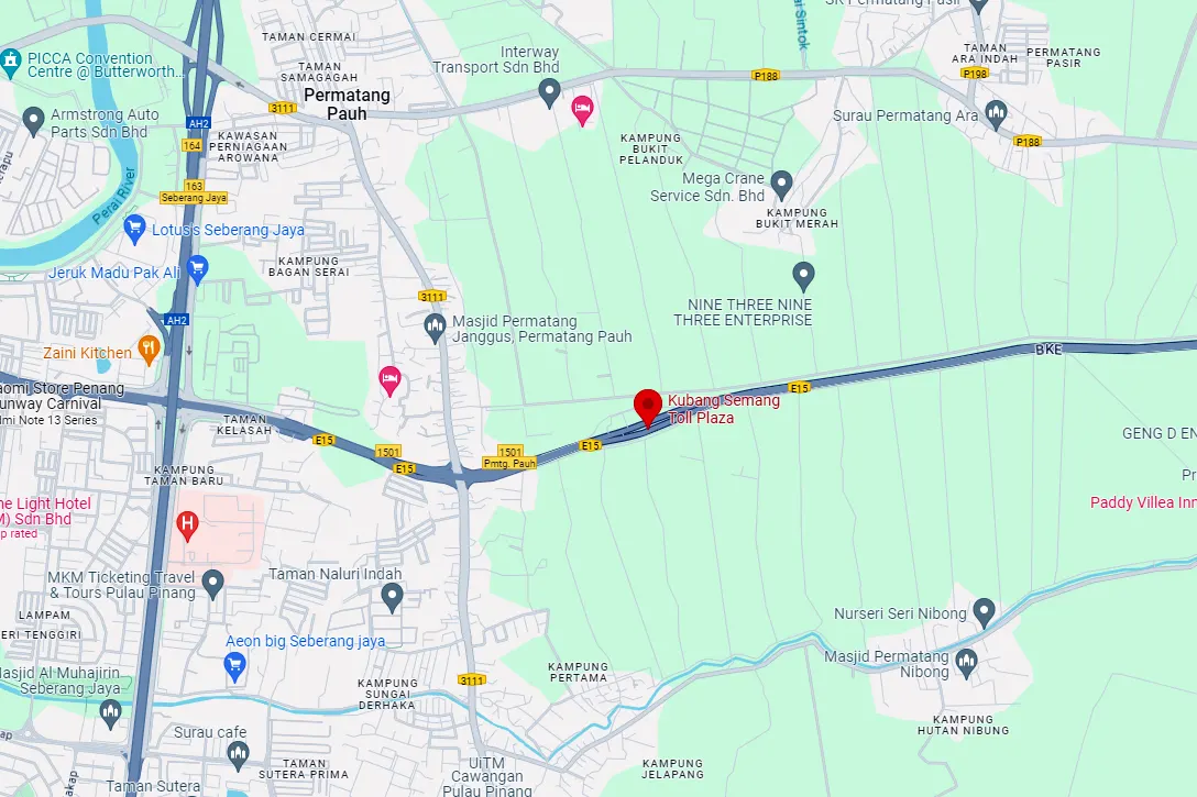 Location of Kubang Semang Toll Plaza