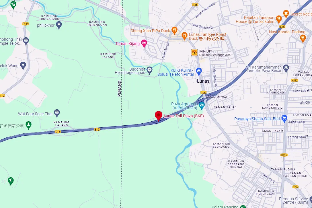 Location of Lunas Toll Plaza