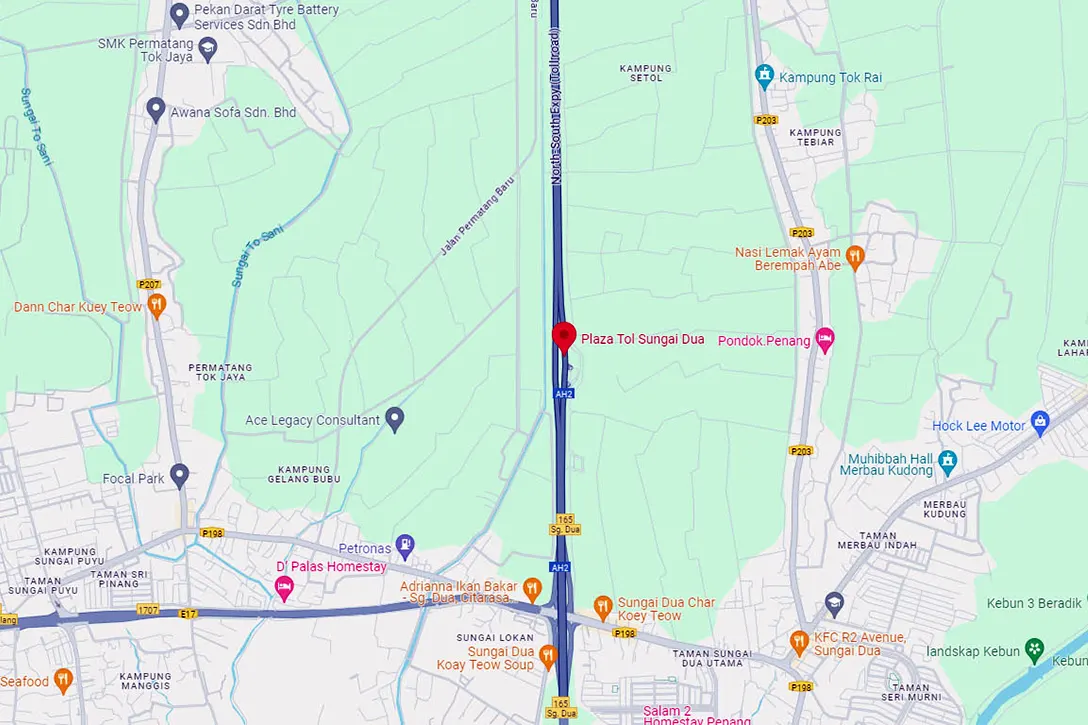 Location of Sungai Dua Toll Plaza