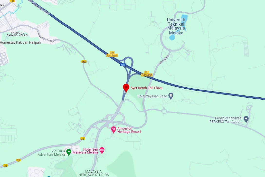 Location of Ayer Keroh Toll Plaza