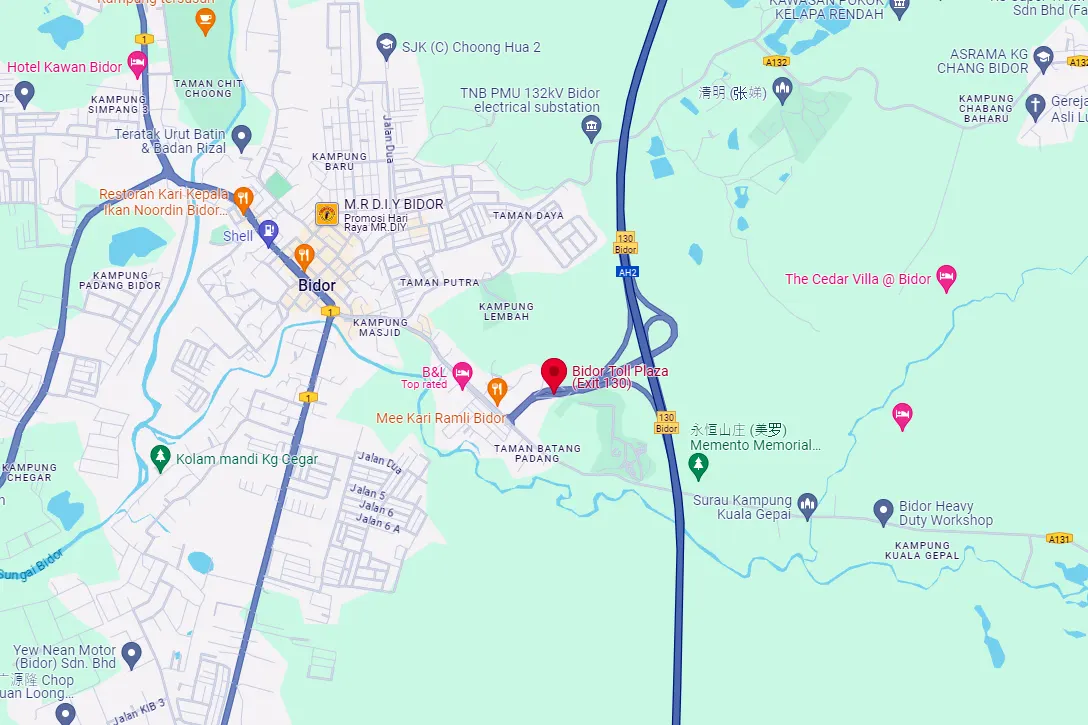 Location of Bidor Toll Plaza