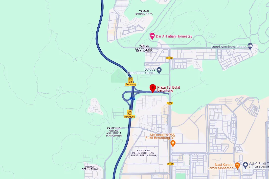 Location of Bukit Beruntung Toll Plaza