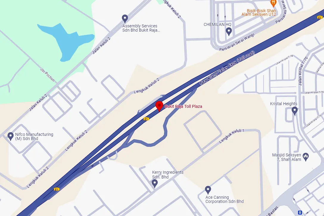 Location of Bukit Raja Toll Plaza