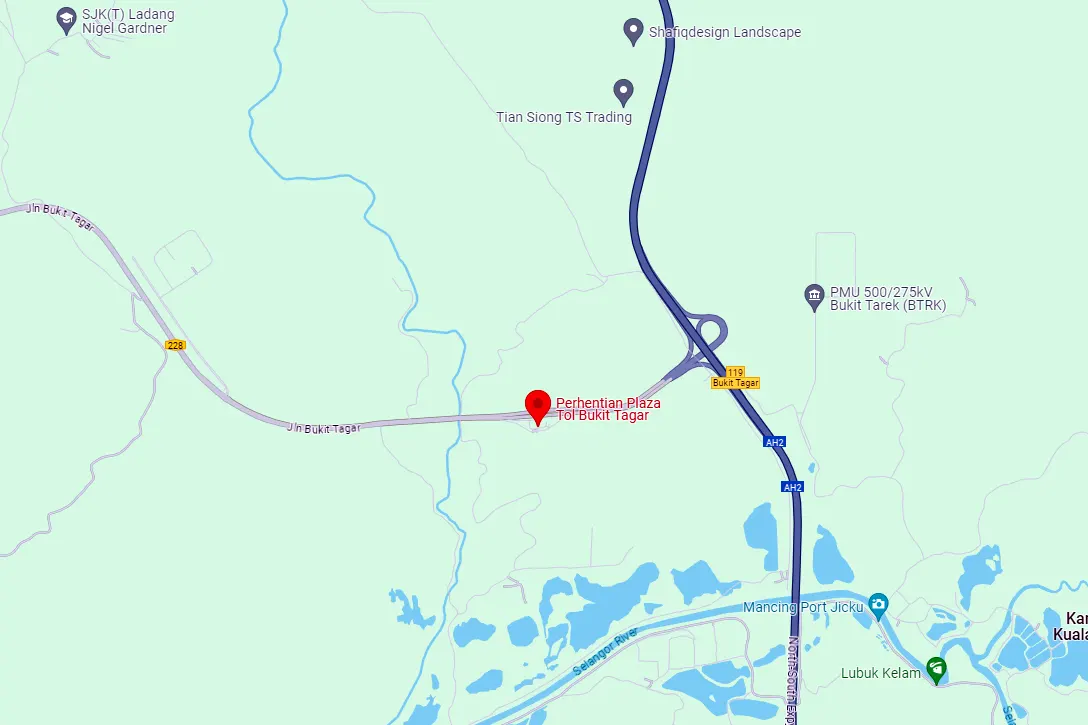 Location of Bukit Tagar Toll Plaza