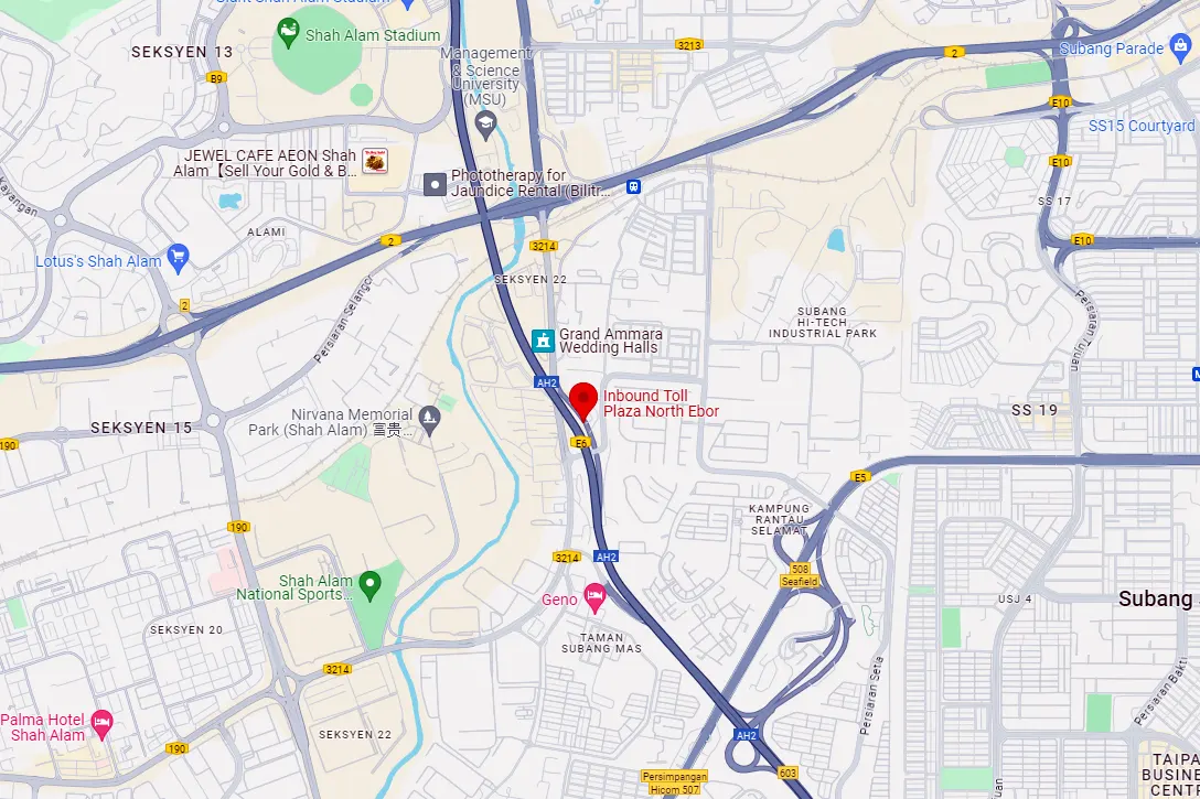 Location of Ebor Utara Toll Plaza