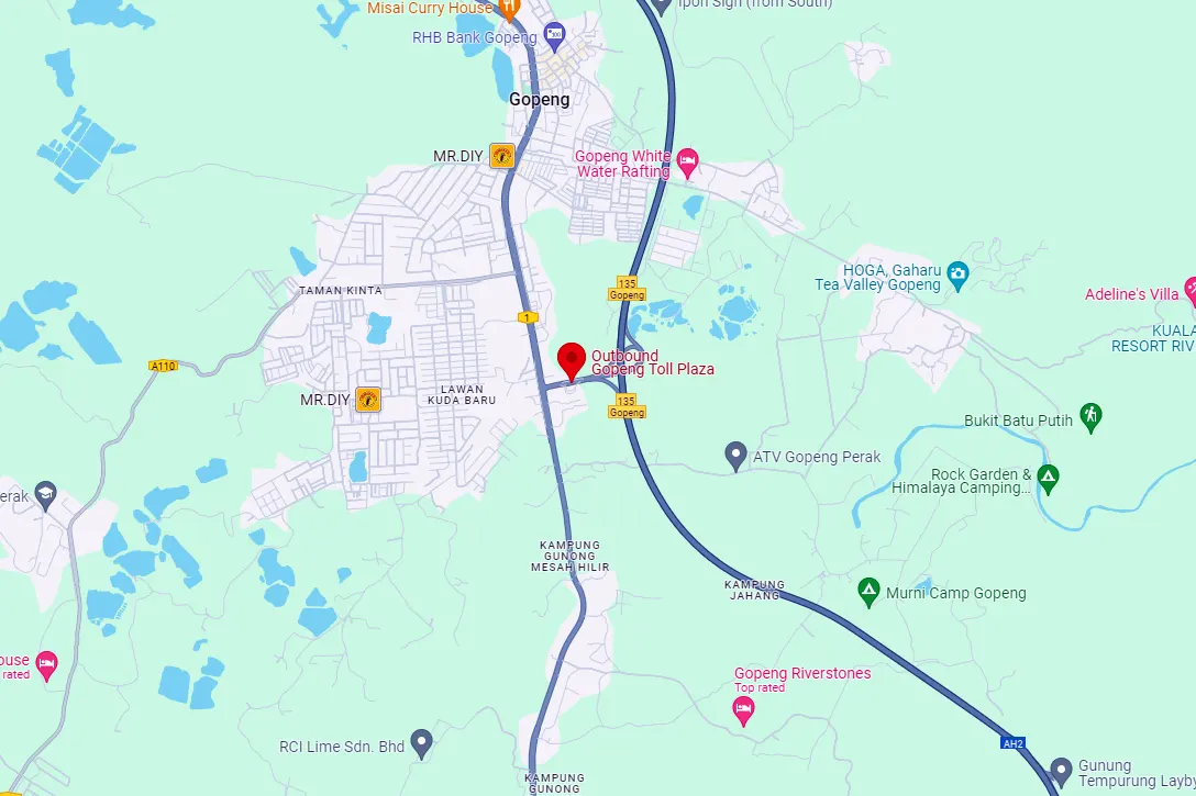 Location of Gopeng Toll Plaza