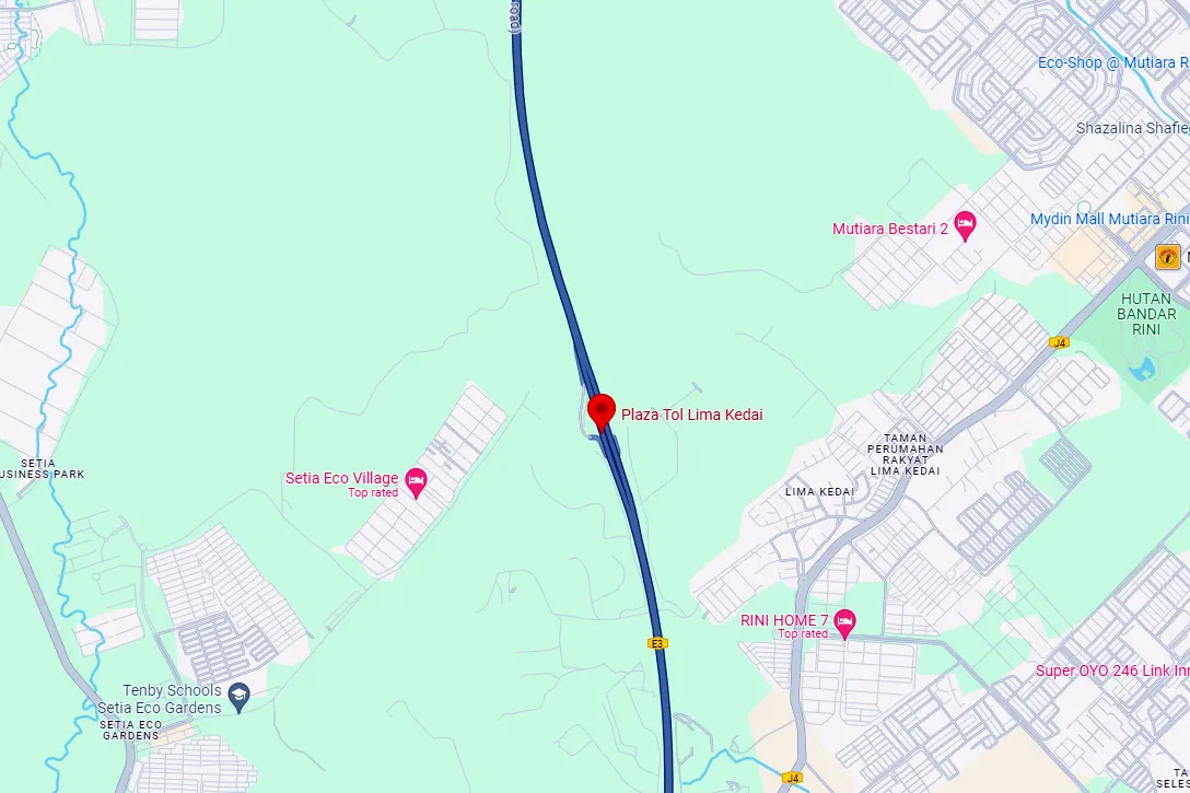 Location of Lima Kedai Toll Plaza