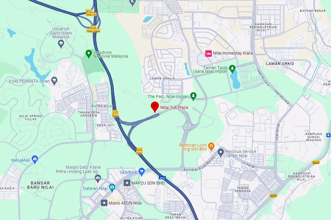 Location of Nilai toll plaza