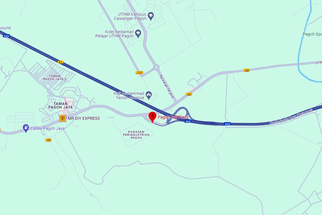 Location of Pagoh Toll Plaza