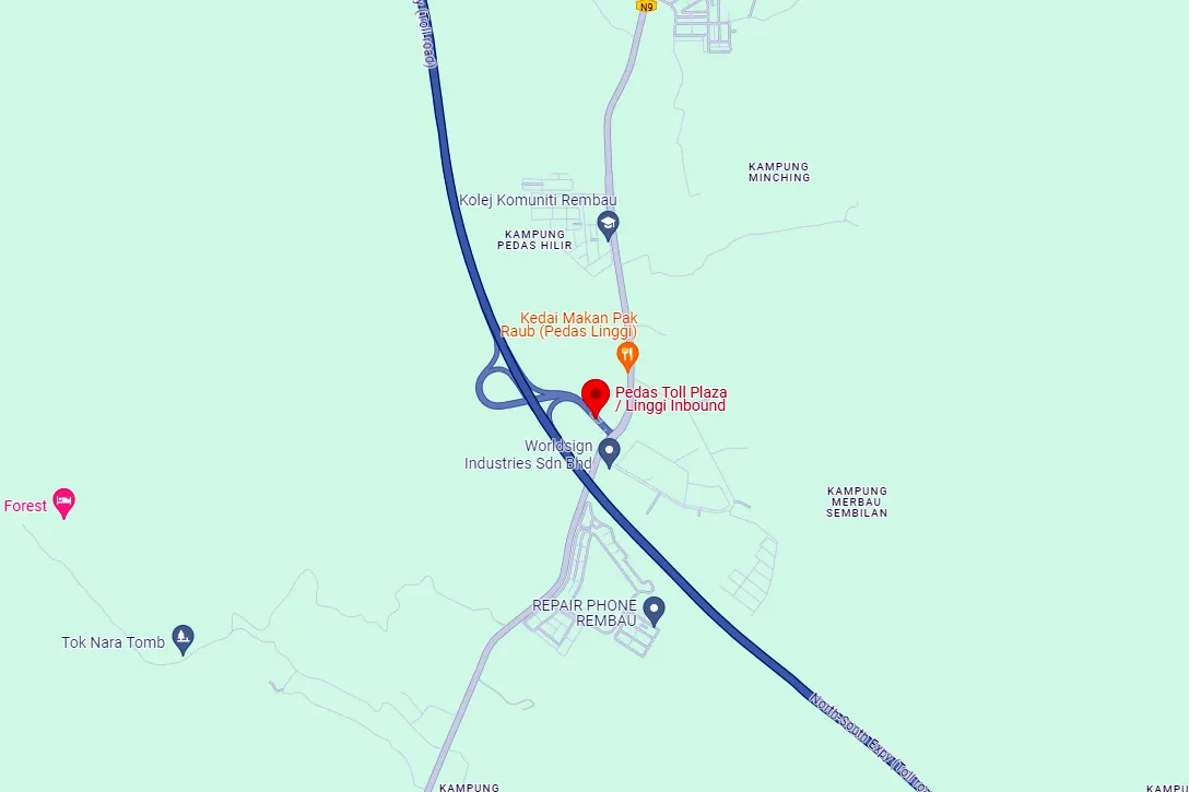 Location of Pedas Linggi Toll Plaza