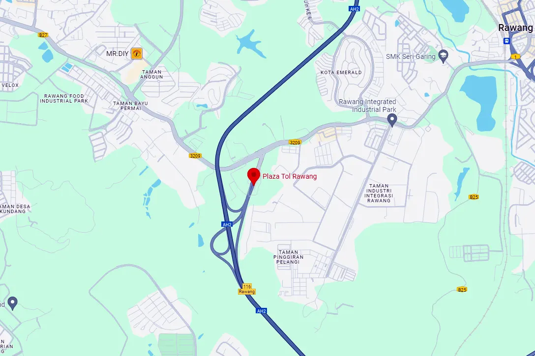 Location of Rawang Toll Plaza