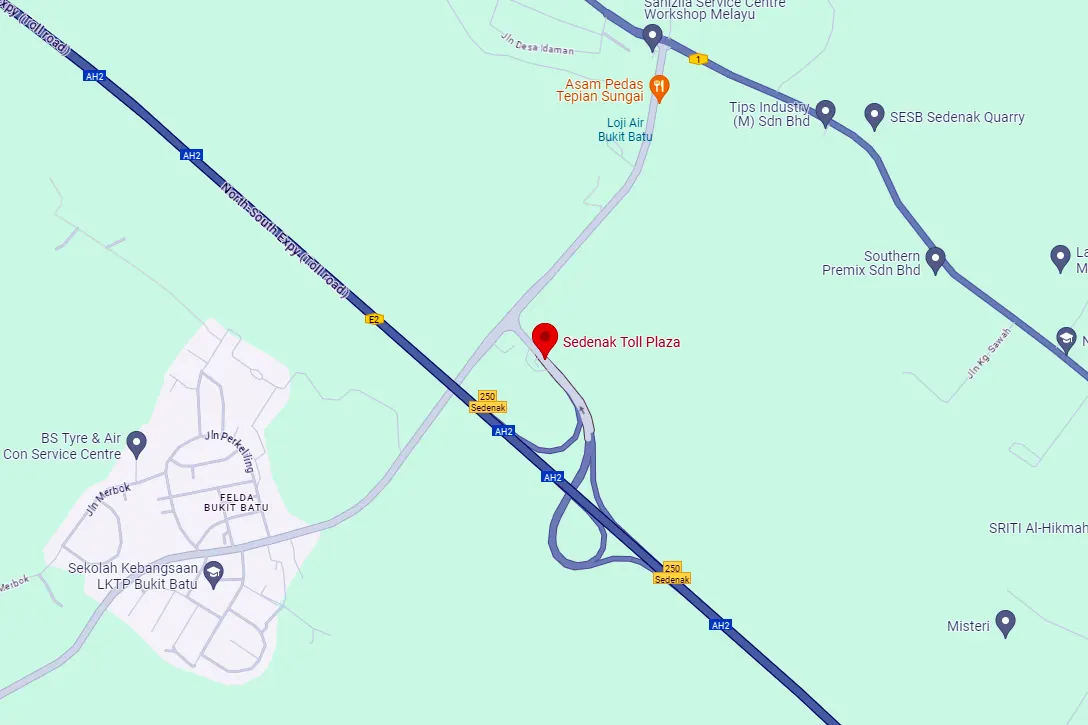 Location of Sedenak Toll Plaza