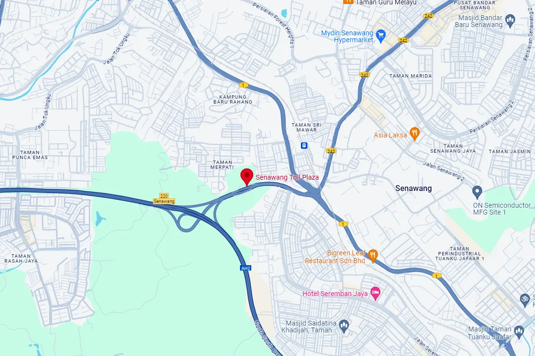 Location of Senawang Toll Plaza