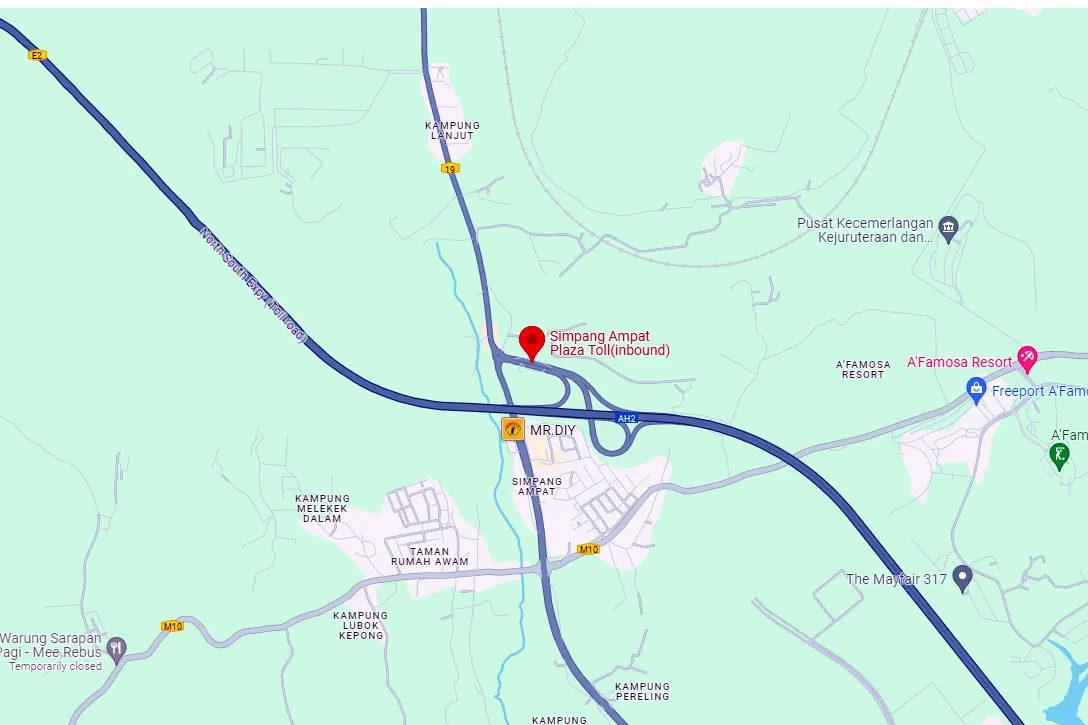 Location of Simpang Ampat toll plaza