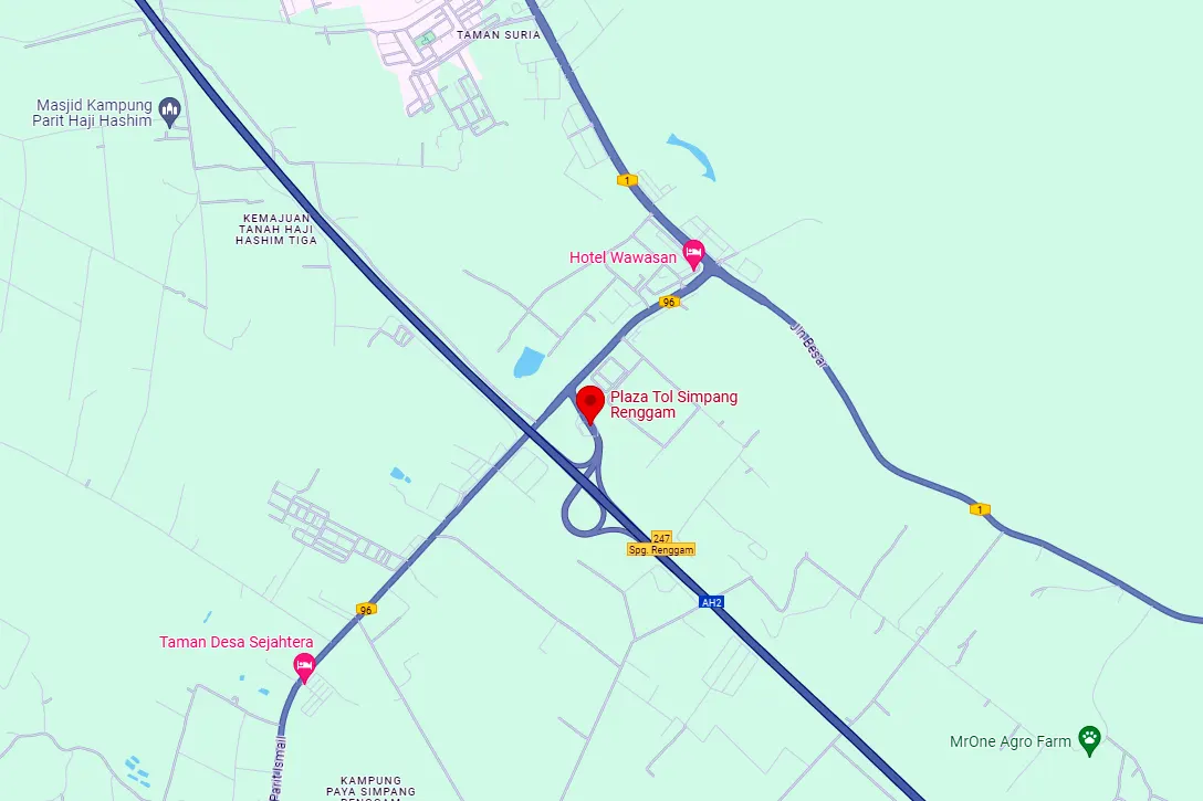 Location of Simpang Renggam Toll Plaza