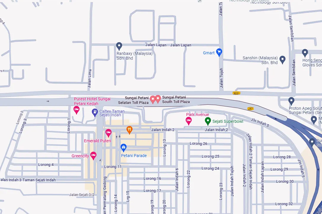 Location of Sungai Petani Selatan Toll Plaza