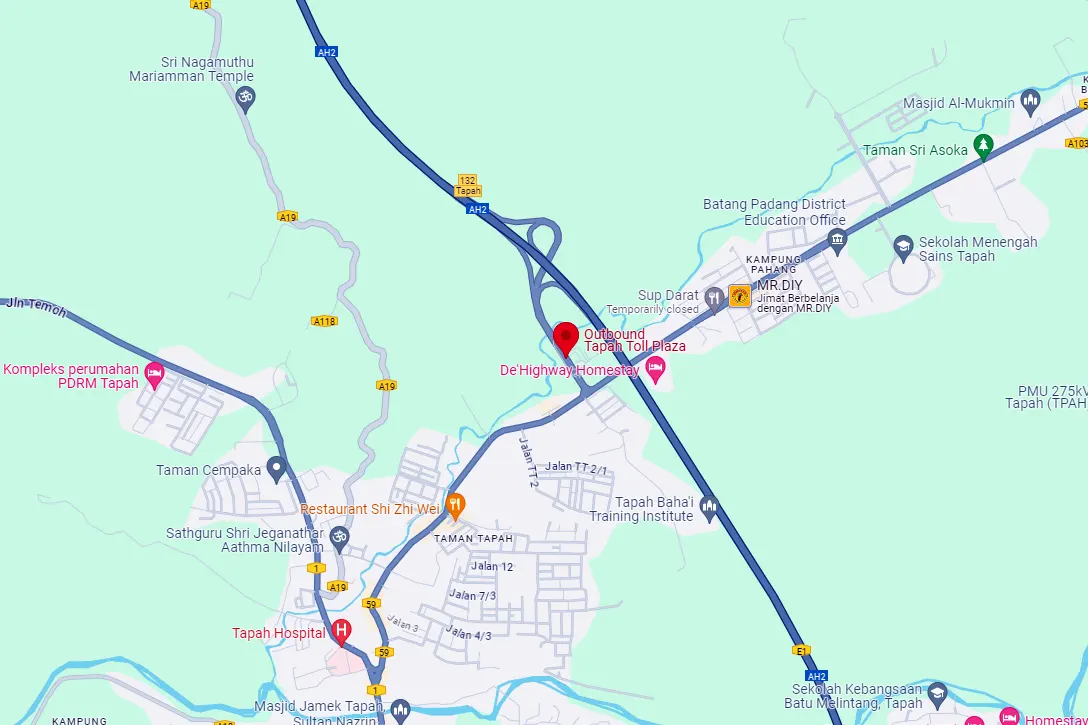Location of Tapah Toll Plaza